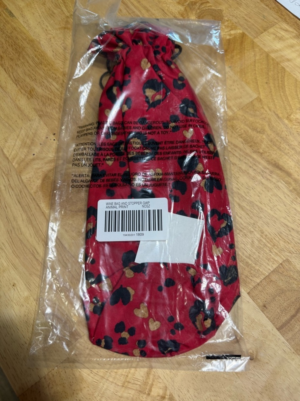 Red Leopard Print Wine Bag with Stopper